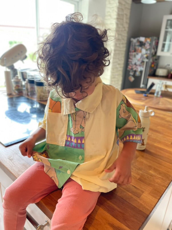 Chemise Nauco upcyclée Roi lion 2 et 6 ans