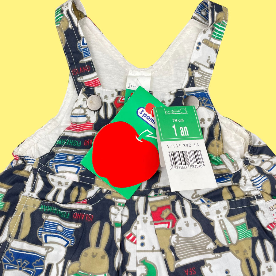 Salopette lapins vintage 3-6 mois