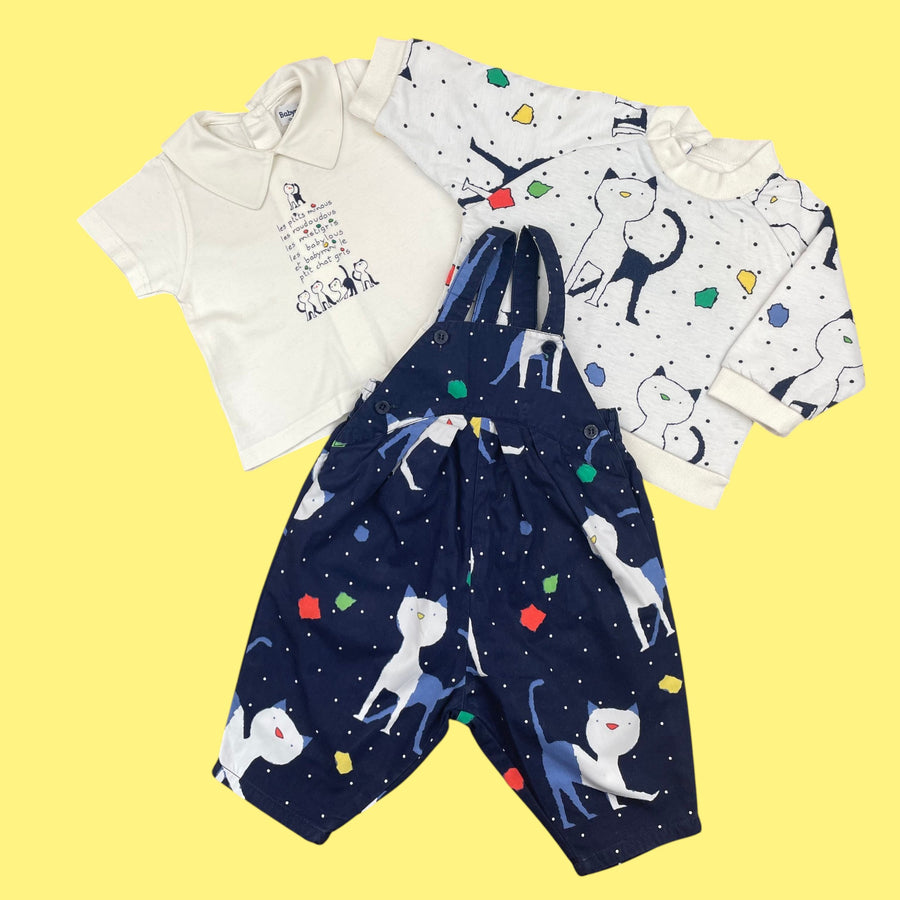 Ensemble Catimini chat vintage 3 mois