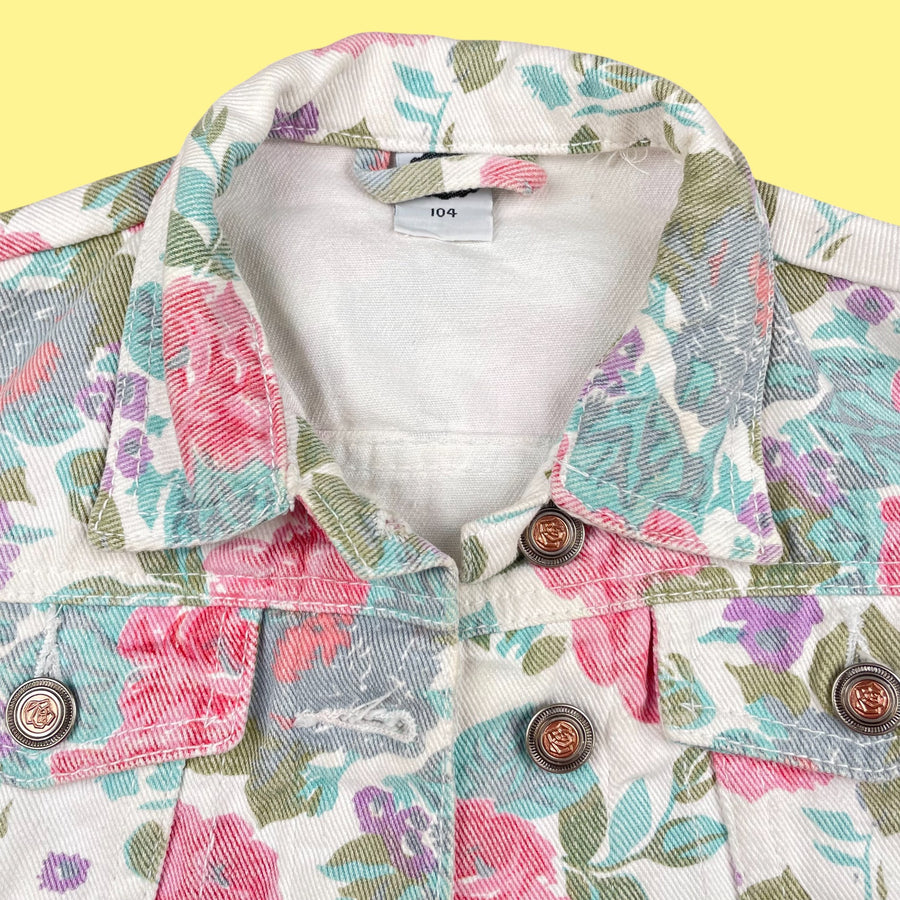 Veste jean fleurs 3 ans