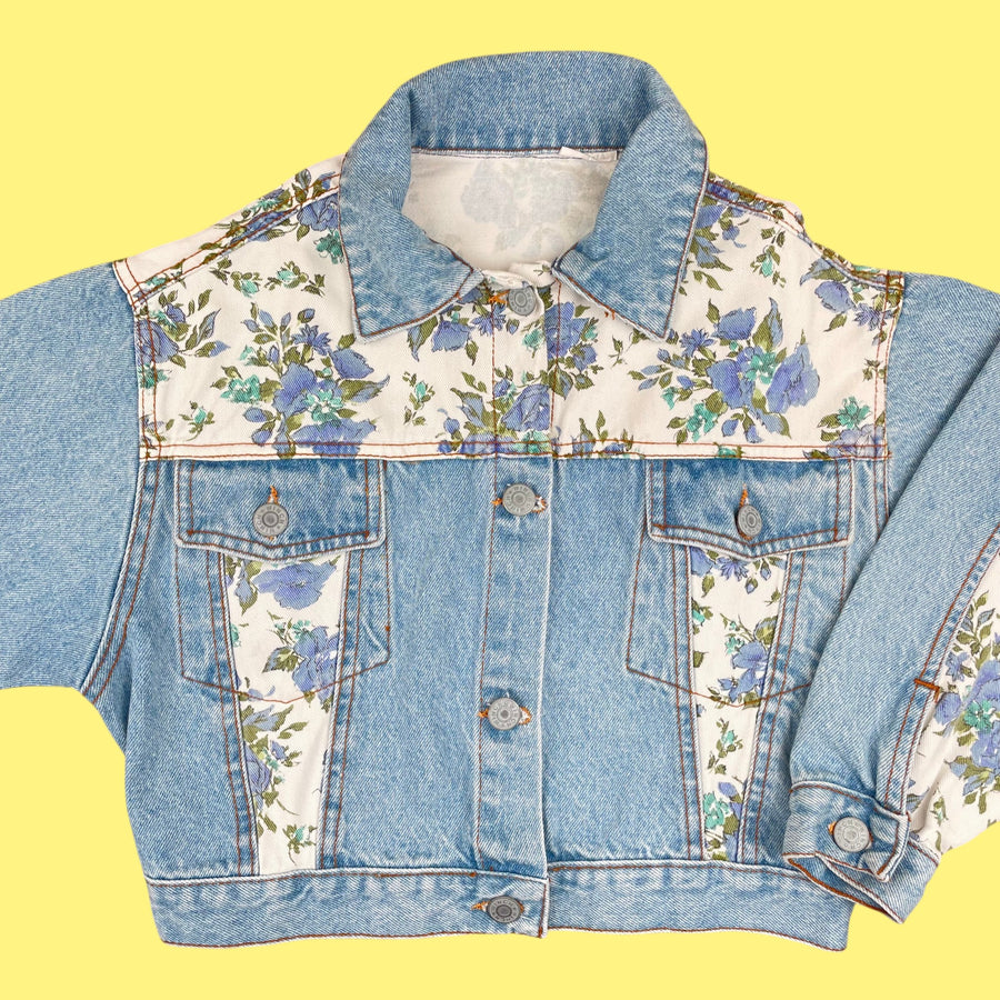 Veste en jean vintage fleurie 6 ans