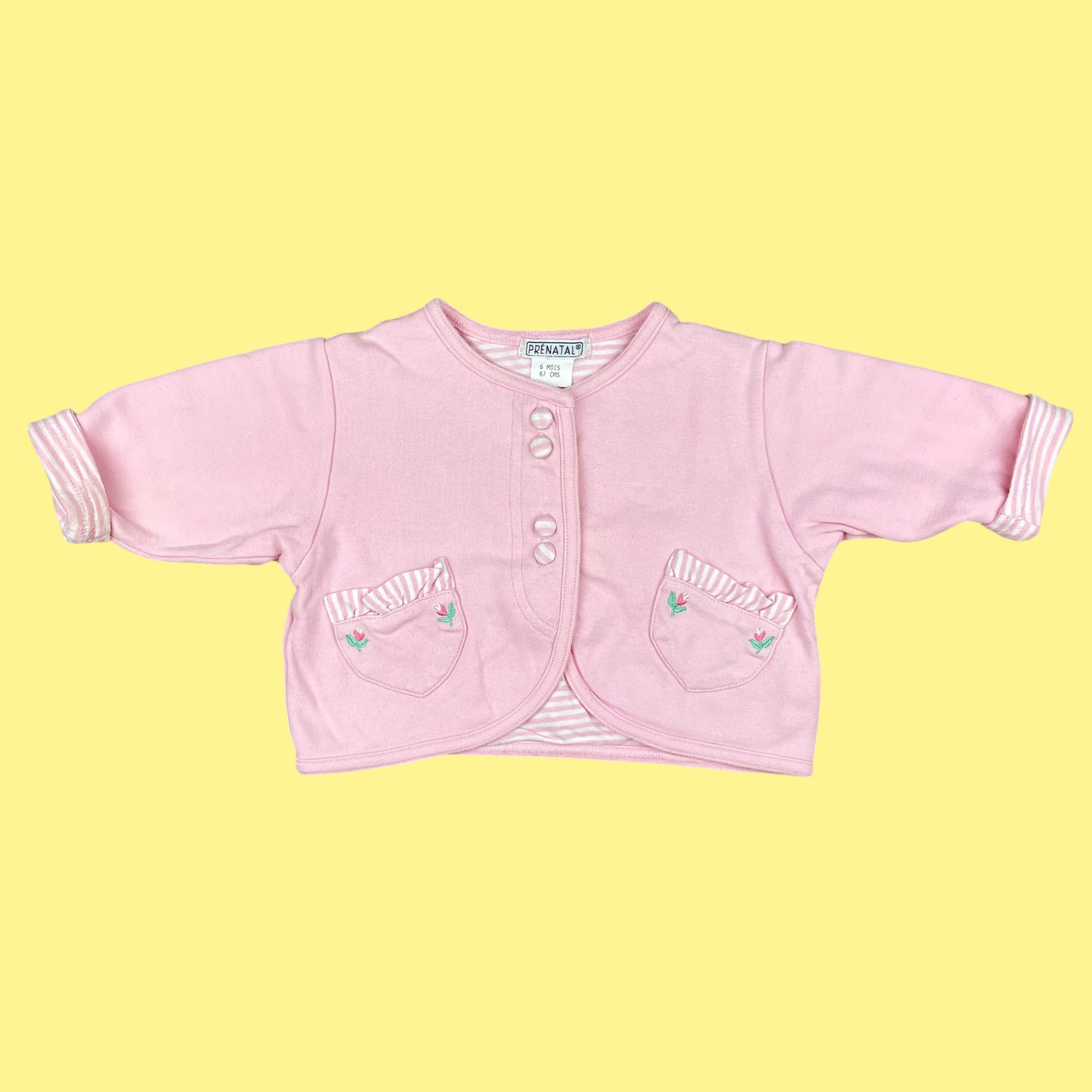 Gilet rayures roses 6-9 mois
