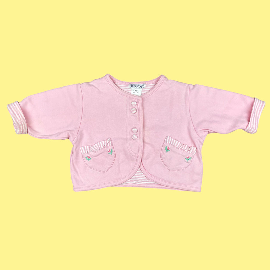 Gilet rayures roses 6-9 mois