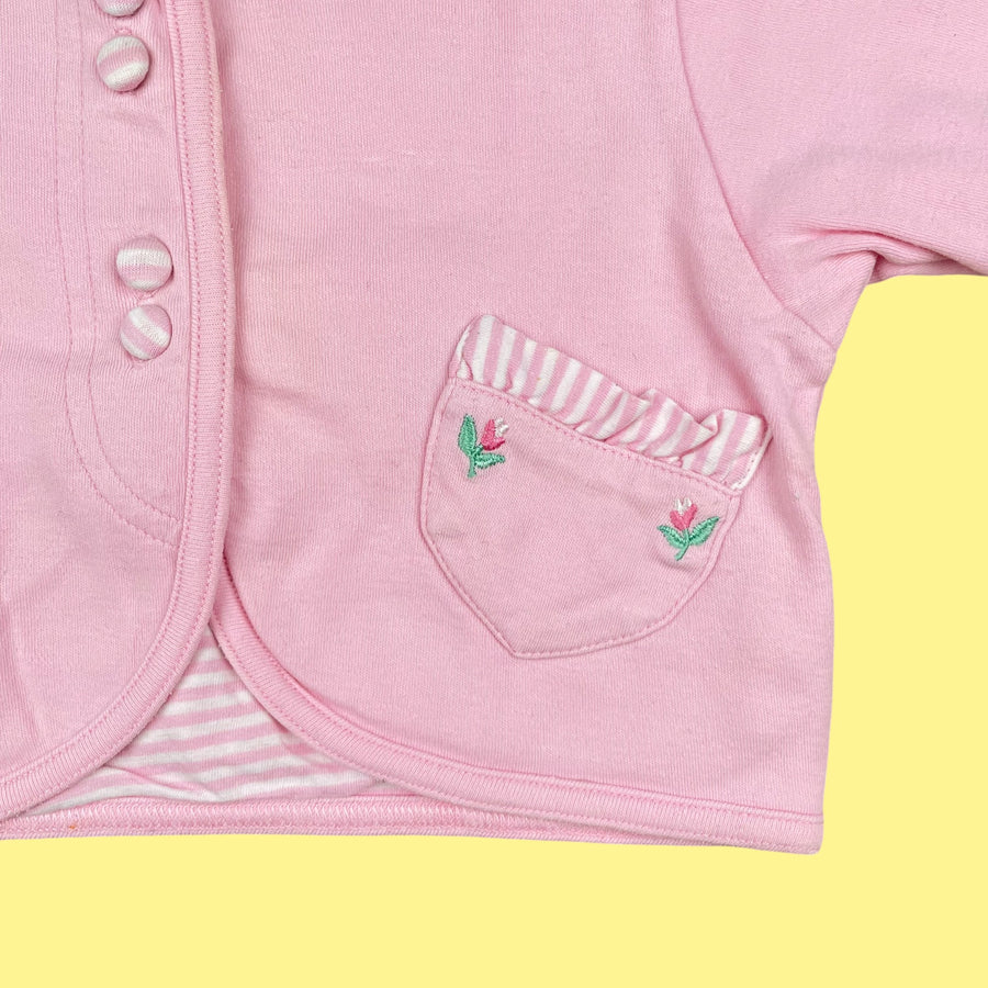 Gilet rayures roses 6-9 mois