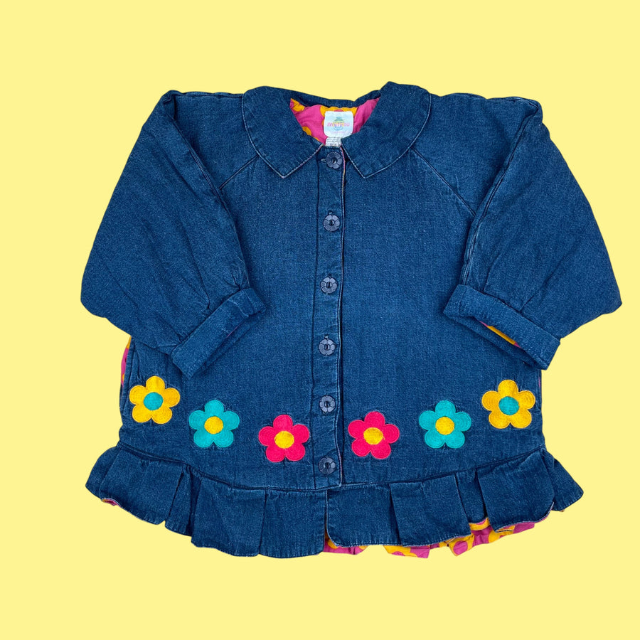 Blouson jean vintage fleurs 3 ans