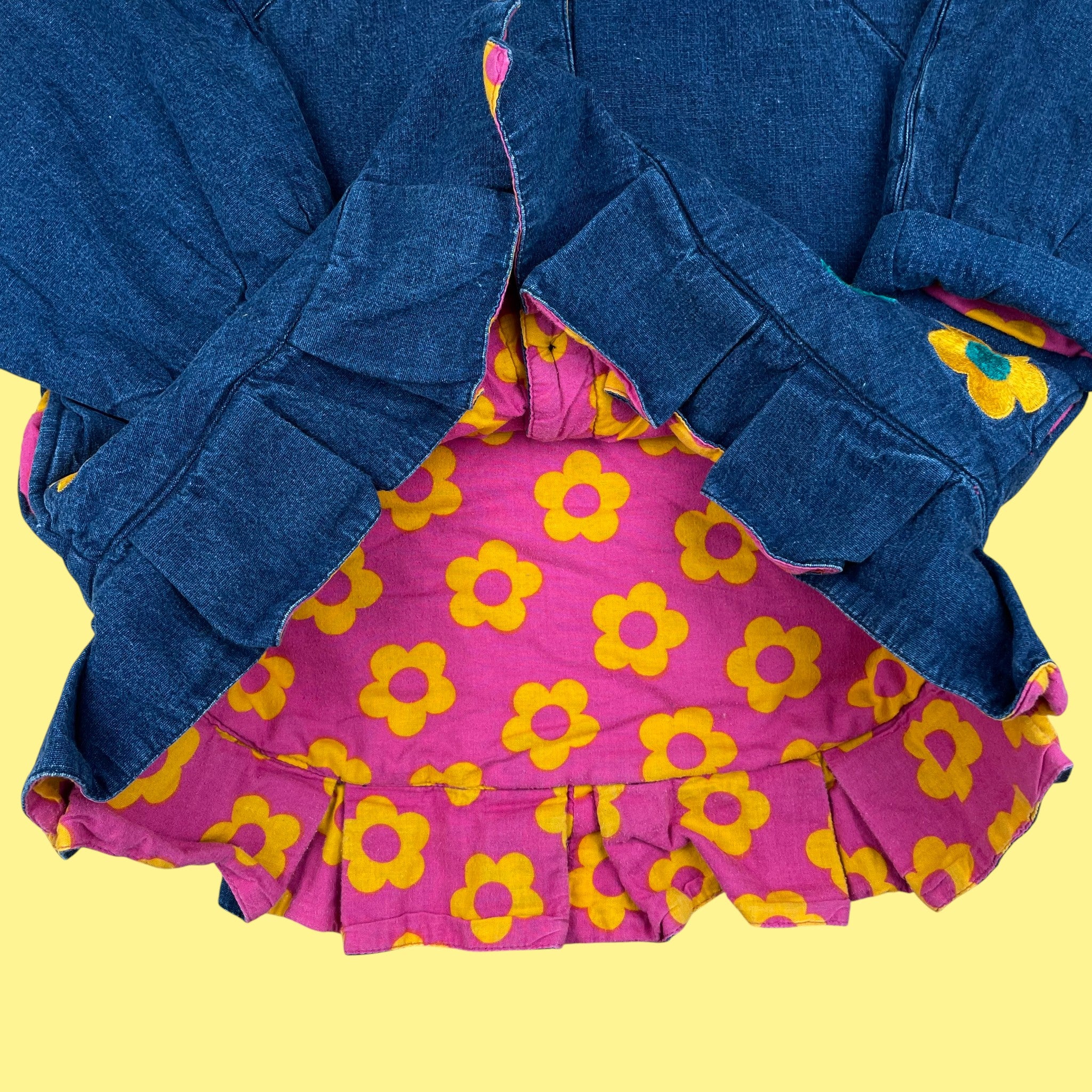 Blouson jean vintage fleurs 3 ans