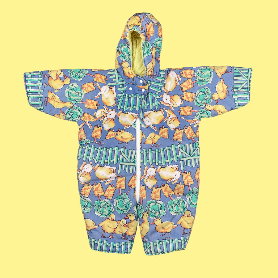 Combi-pilote vintage poussins lapins 6 mois