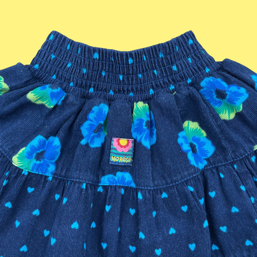 Jupe vintage fleurs et coeurs 3 ans