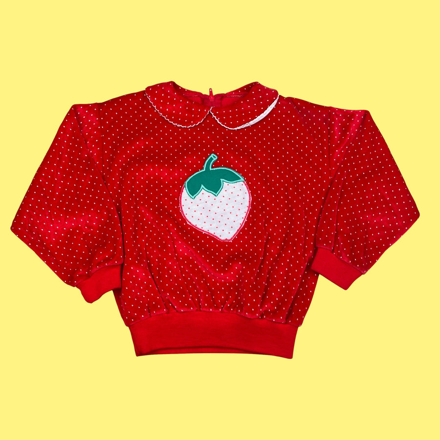 Ensemble velours deadstock fraises 18-24 mois et 5 ans