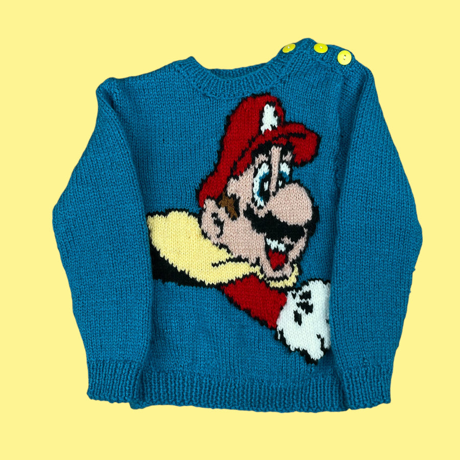 Pull fait main Mario 3 ans