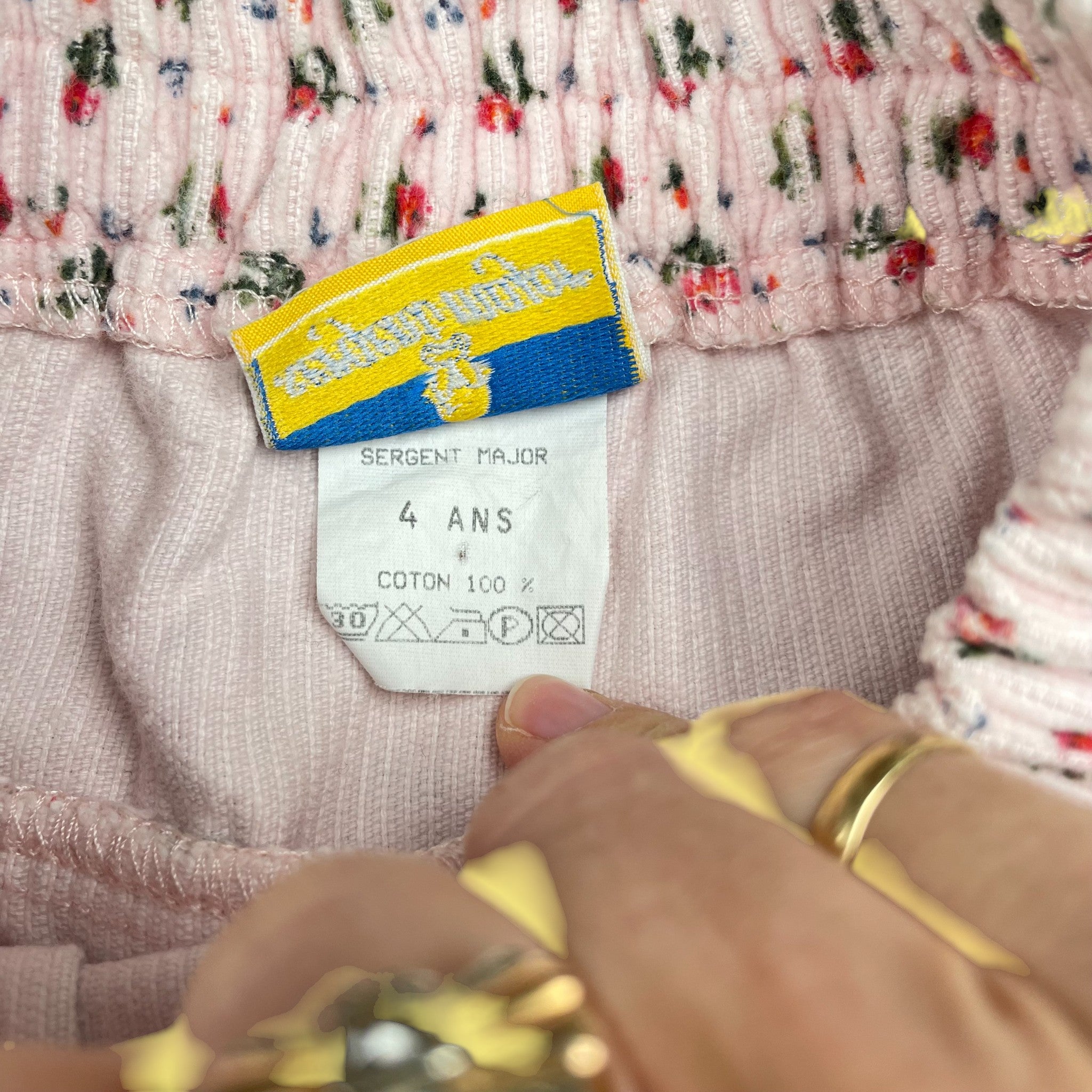 Pantalon velours fleurs vintage 4 ans