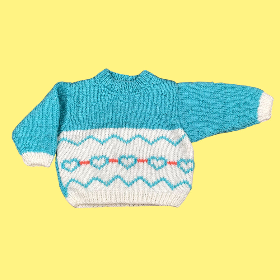 Pull fait main vintage 6-9 mois