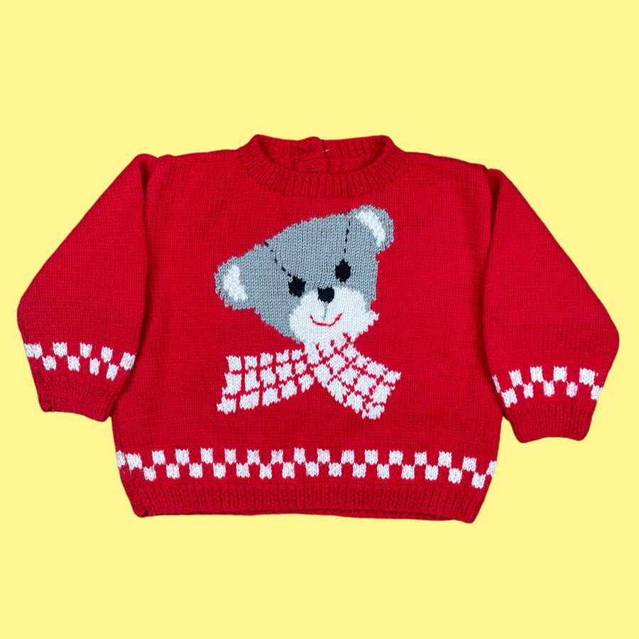 Pull fait main nounours 18 mois