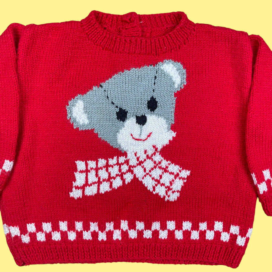 Pull fait main nounours 18 mois
