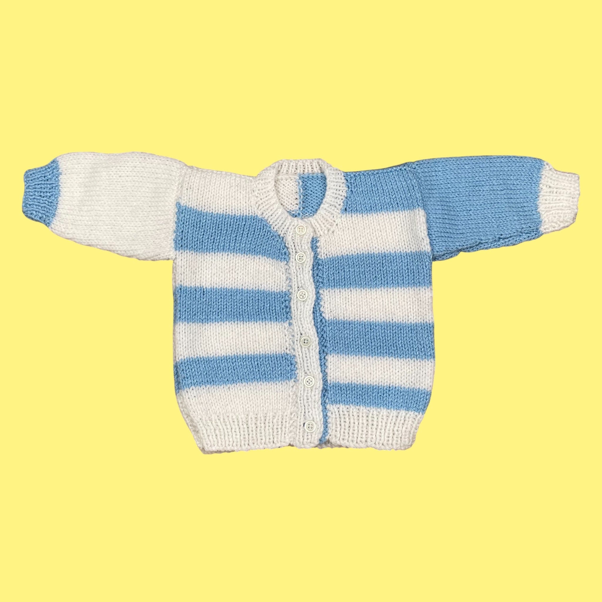 Gilet fait main rayures 3-6 mois