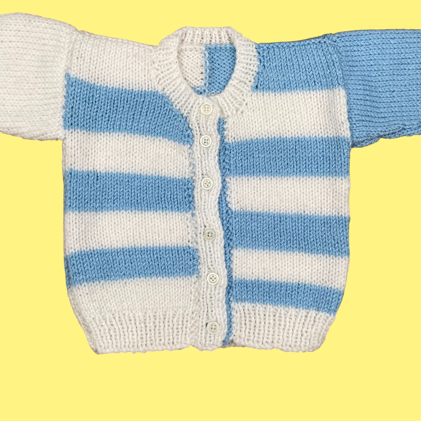 Gilet fait main rayures 3-6 mois