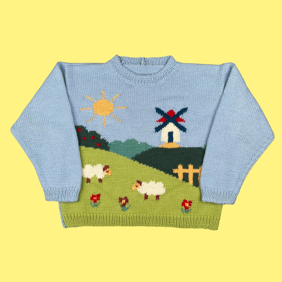 Pull moulin vintage fait main 6-7 ans