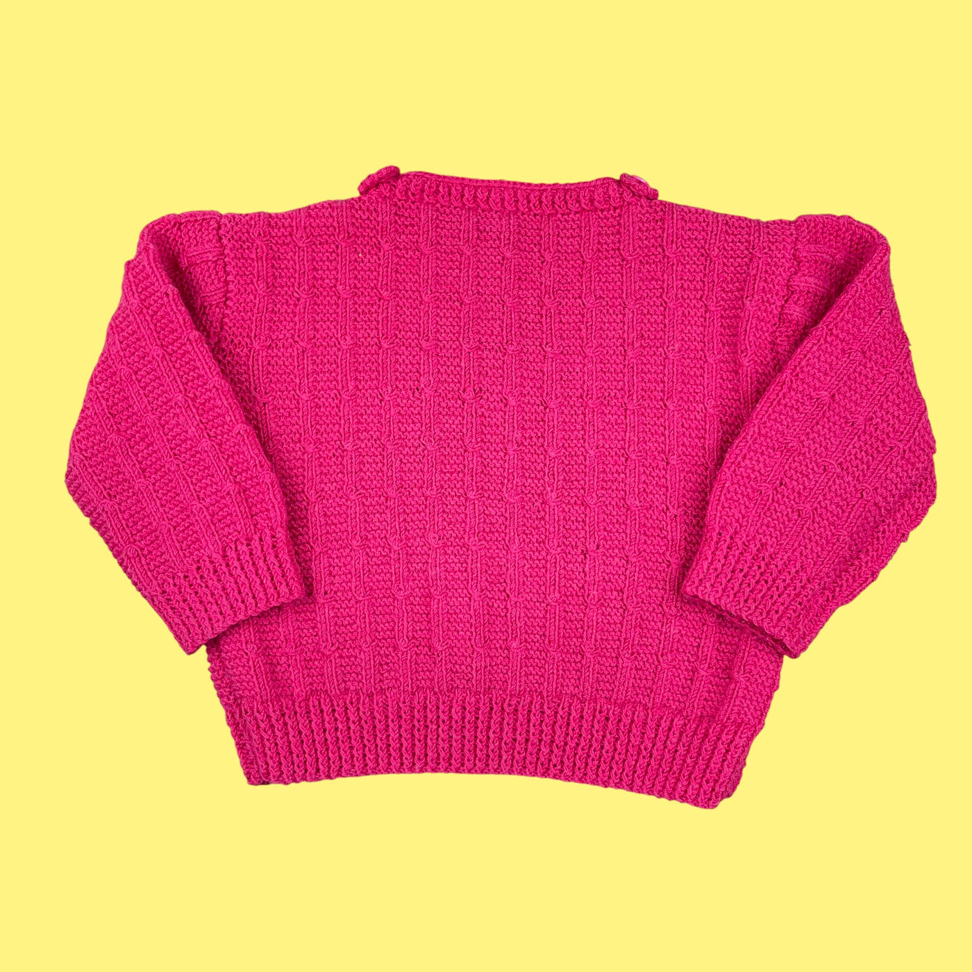 Pull fait main vintage framboise 3 ans