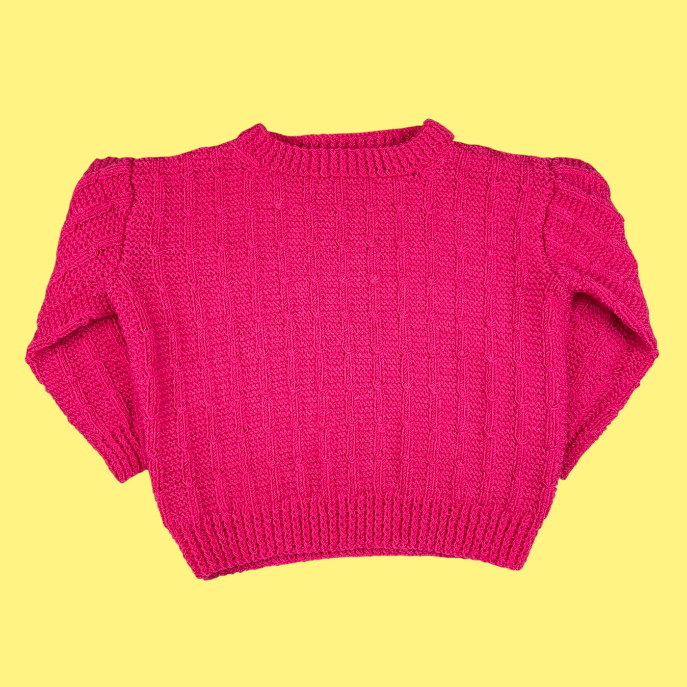 Pull fait main vintage framboise 3 ans