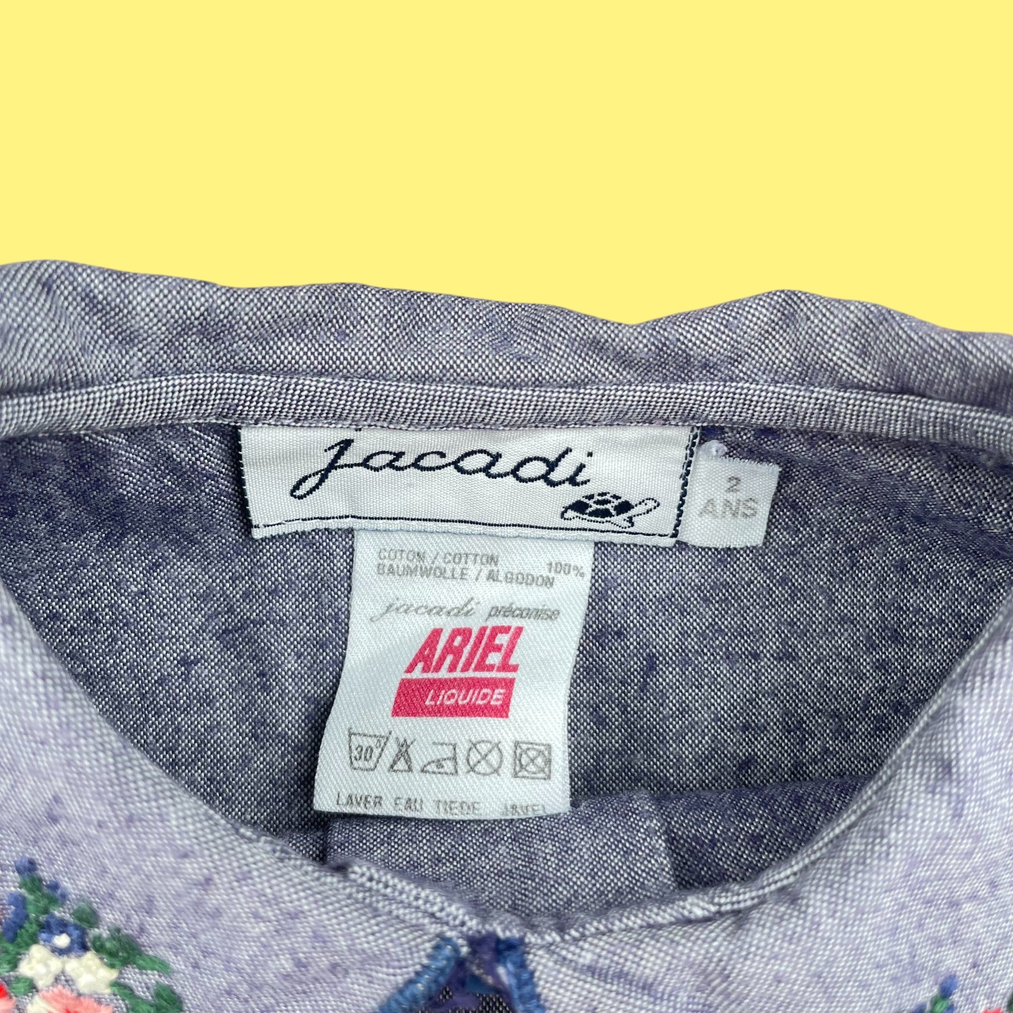 Chemisier Jacadi brodé vintage 2 ans