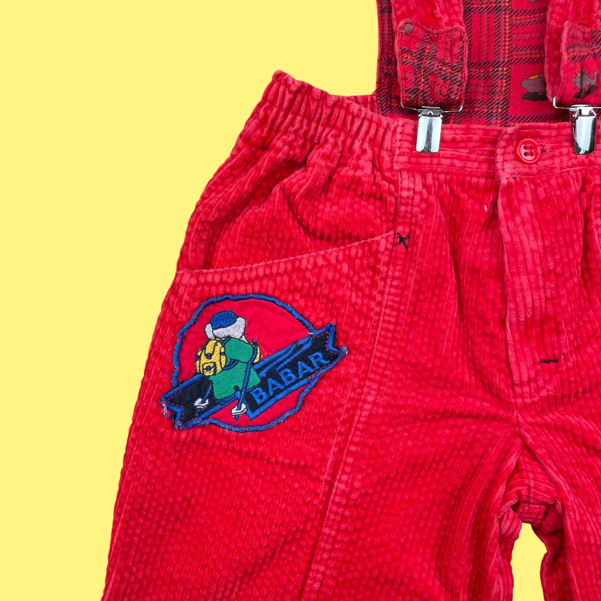 Salopette Babar velours vintage 2 ans