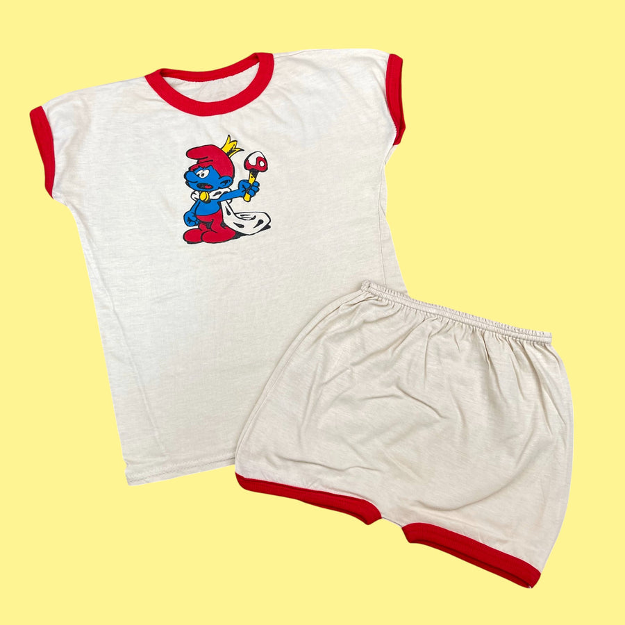Ensemble schtroumpf vintage 4 ans