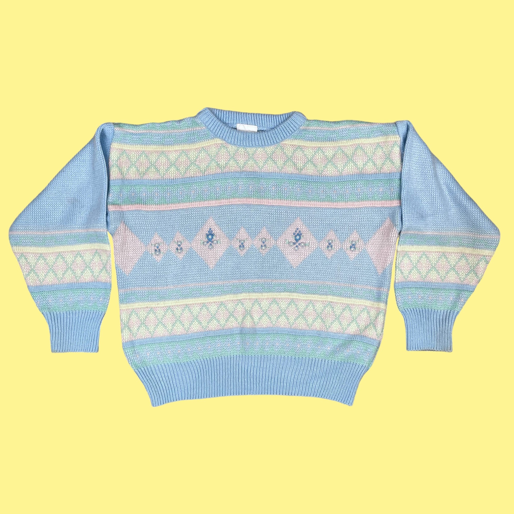 Pull jacquard pastel 7-8 ans