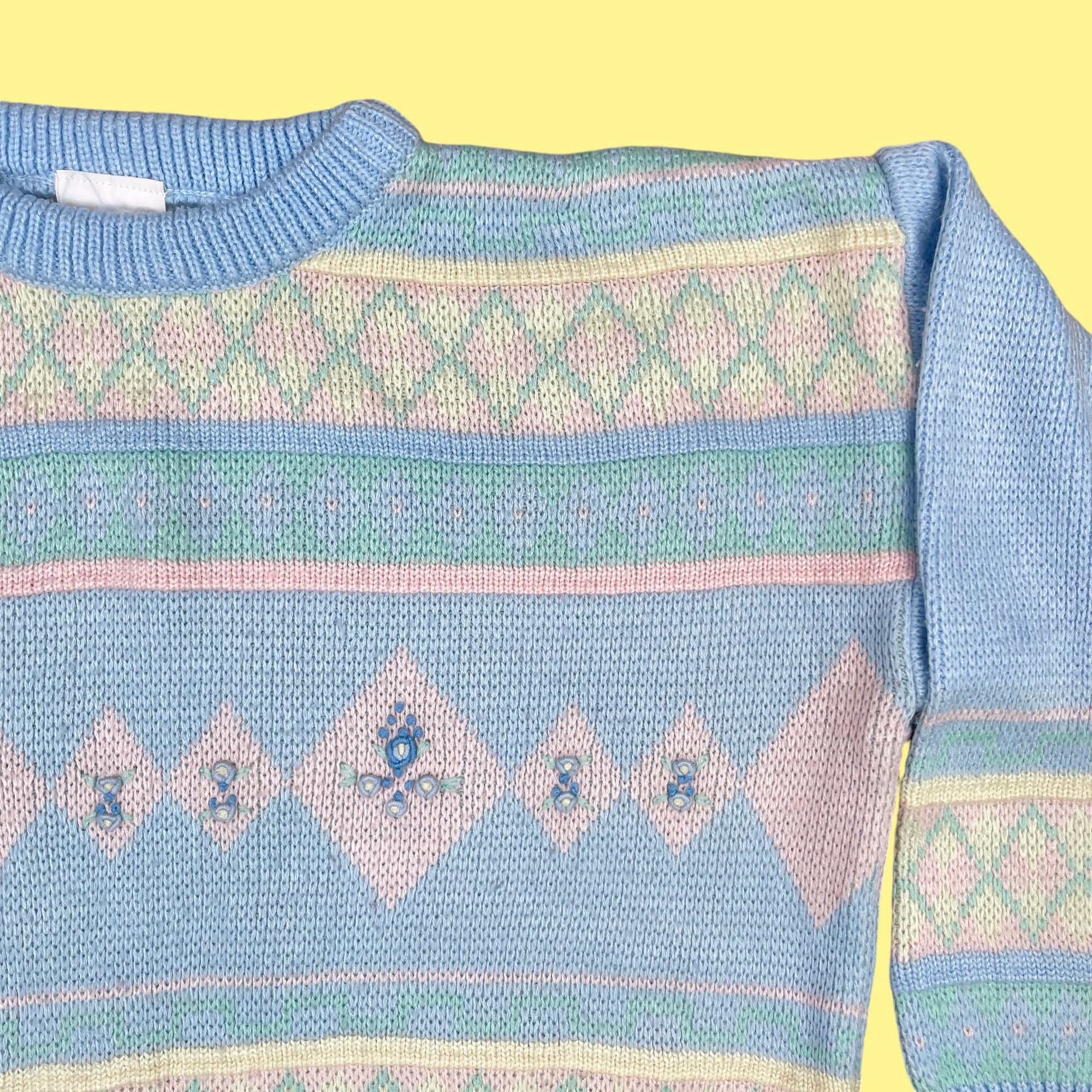 Pull jacquard pastel 7-8 ans