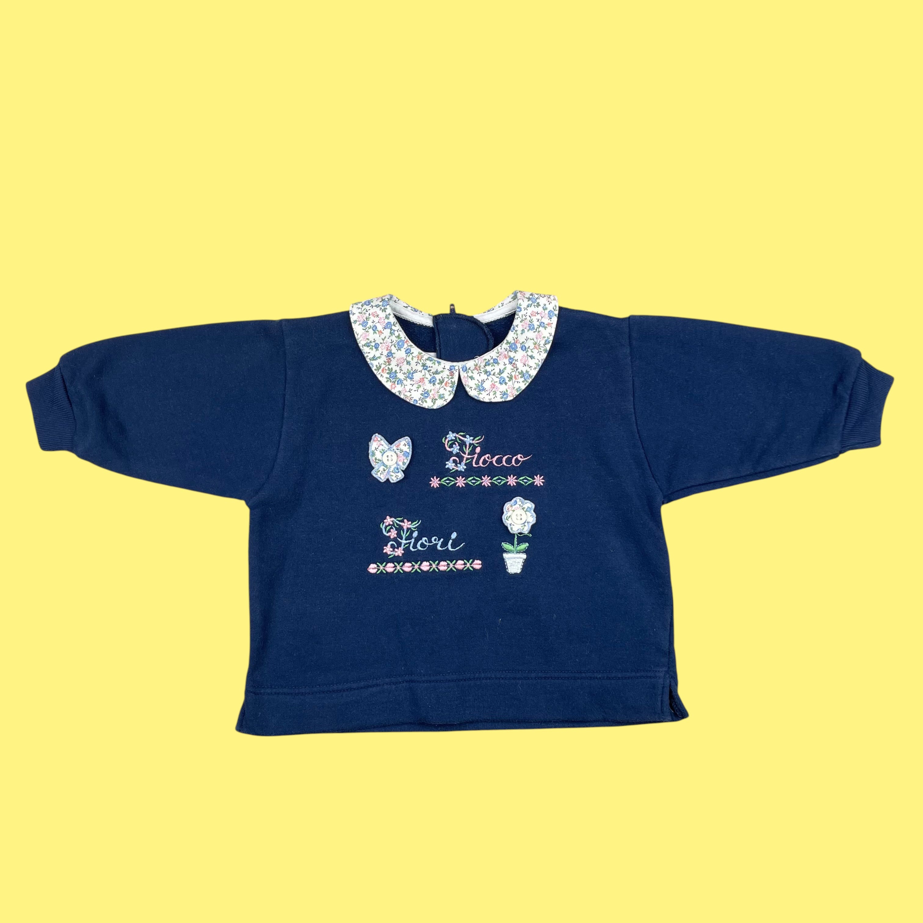 Pull col fleuri vintage 6 mois