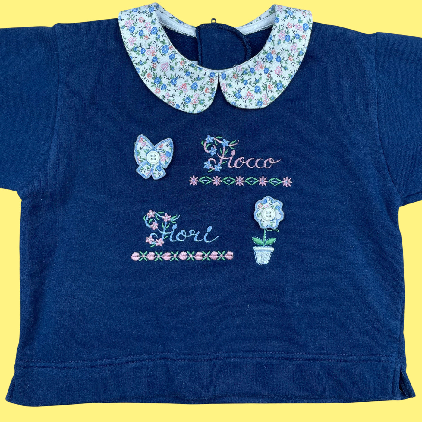 Pull col fleuri vintage 6 mois