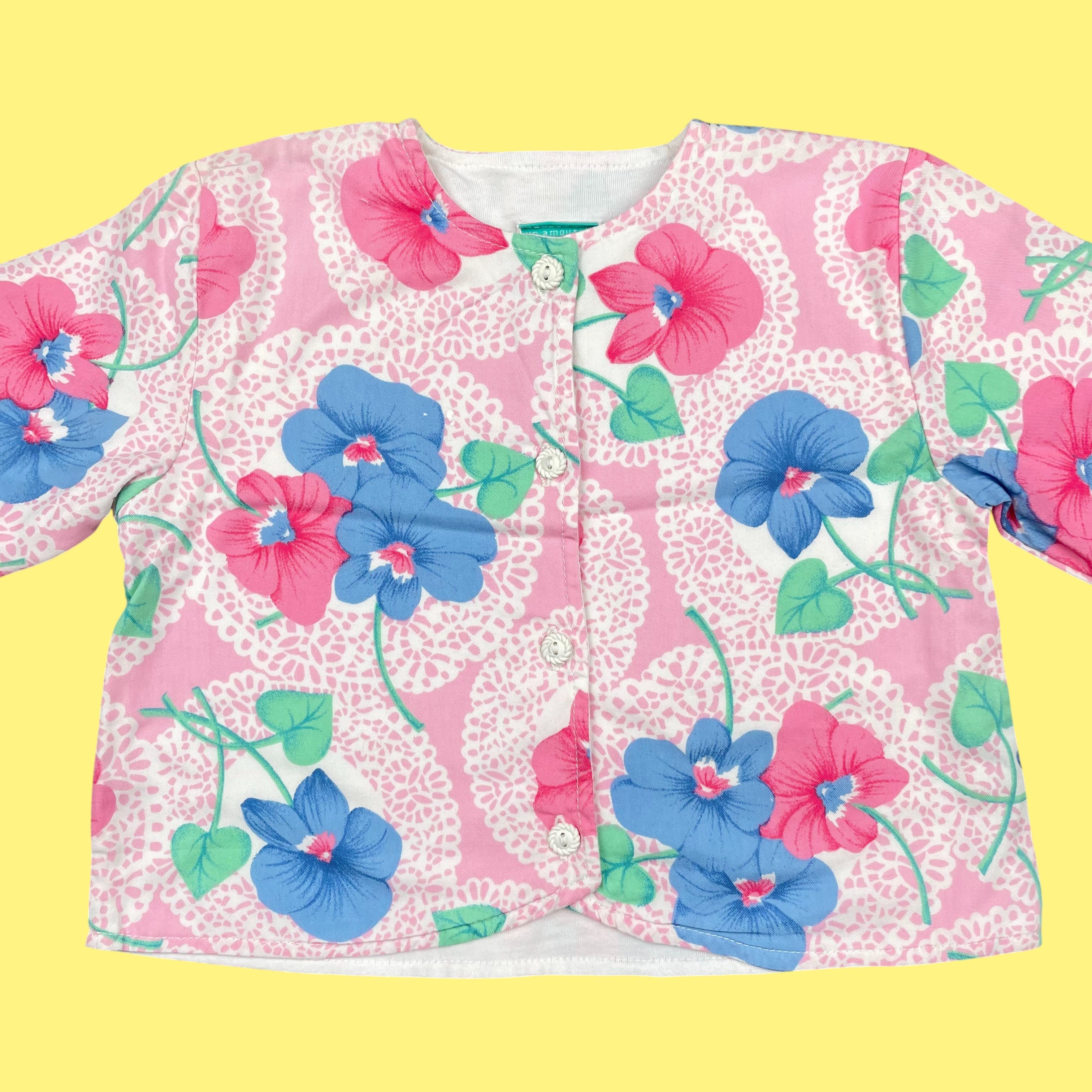 Gilet fleurs vintage 12 mois